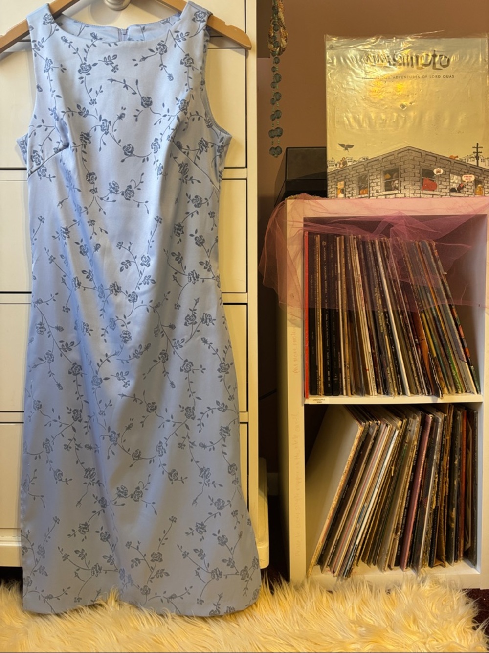 Vintage 90’s Sexy Fitted Sheath Midi Pastel Blue Burnout Floral Y2K Baddie Dress